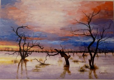 Painting titled "Inondation" by Alice Capelli, Original Artwork, Oil