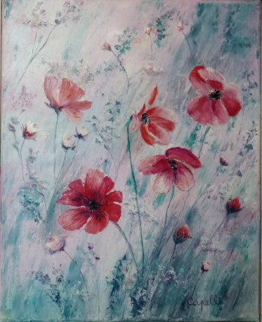 Painting titled "Eclats de fleurs" by Alice Capelli, Original Artwork, Oil