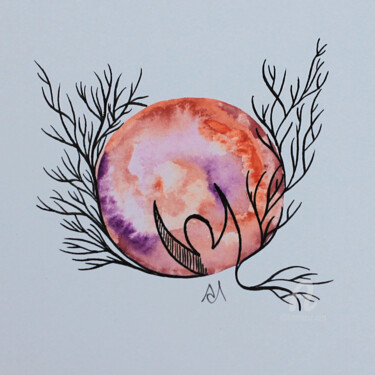 Картина под названием "Ego" - Alice Chamoret, Подлинное произведение искусства, Акварель