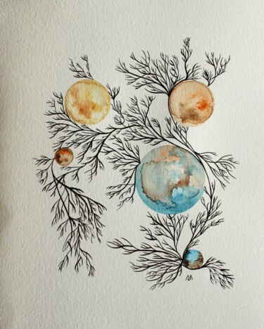 Painting titled "Arborescence" by Alice Chamoret, Original Artwork, Watercolor