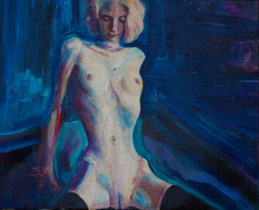 Painting titled "Tall female nude" by Alice Odilon, Original Artwork, Oil