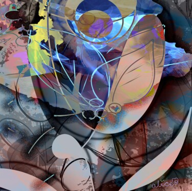 Arts numériques intitulée "Bleu fou" par Alice Pabion, Œuvre d'art originale, Peinture numérique