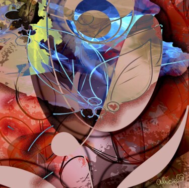Arts numériques intitulée "Tulipe rouge" par Alice Pabion, Œuvre d'art originale, Peinture numérique