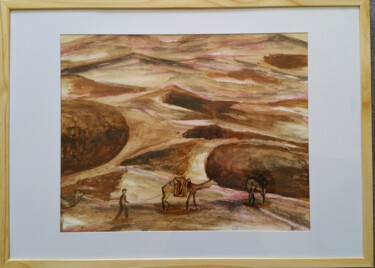 Schilderij getiteld "caravane" door Alice Queffelec, Origineel Kunstwerk, Anders Gemonteerd op Frame voor houten brancard