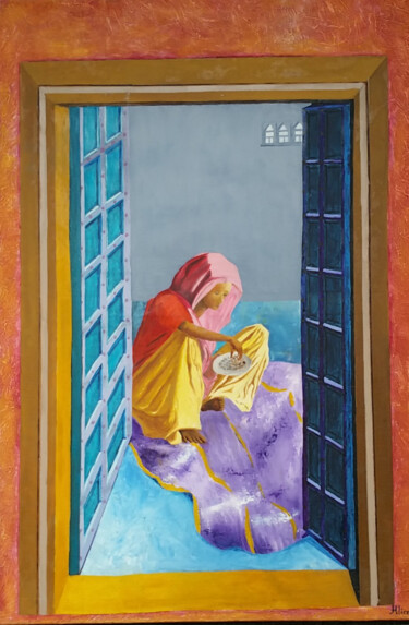 Pittura intitolato "Déjeuner à Jaïpur" da Alice Queffelec, Opera d'arte originale, Acrilico