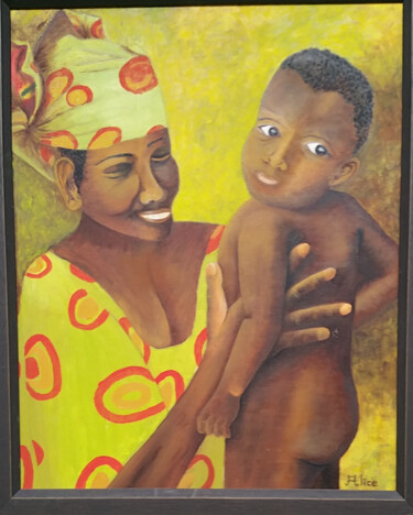Painting titled "Fatima et Moussa" by Alice Queffelec, Original Artwork, Acrylic