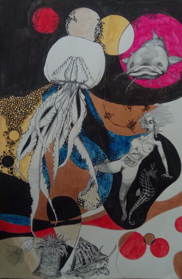 Dibujo titulada "Nascita di Venere" por Alice Saccone, Obra de arte original, Tinta