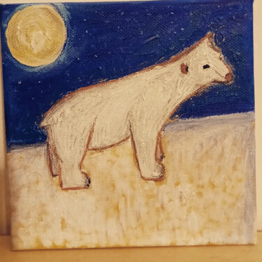 Painting titled "Orso bianco" by Alice Spada, Original Artwork, Acrylic Mounted on Wood Stretcher frame