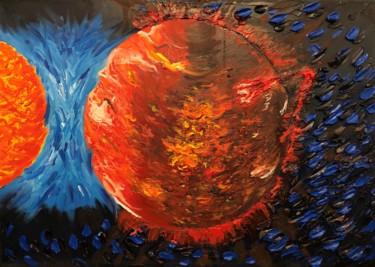 Pittura intitolato "Collision of stars" da Alisa Bukharova, Opera d'arte originale, Olio