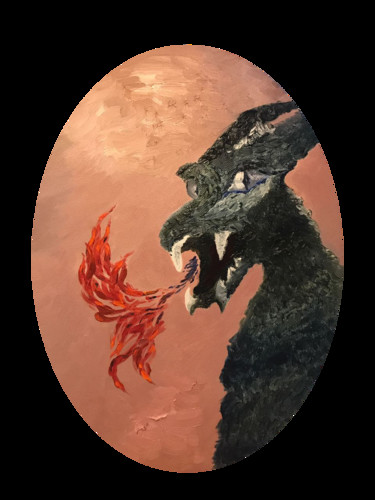 Painting titled "Dragon of luck" by Alisa Bukharova, Original Artwork, Oil