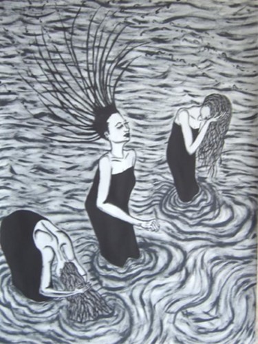 Pittura intitolato "Donne al fiume" da Alice Castellani, Opera d'arte originale