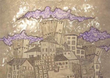 Pittura intitolato "Città merlata con n…" da Alice Castellani, Opera d'arte originale