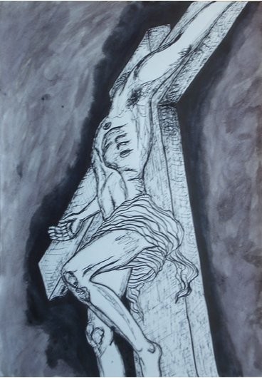 Pittura intitolato "Cristo in croce" da Alice Castellani, Opera d'arte originale