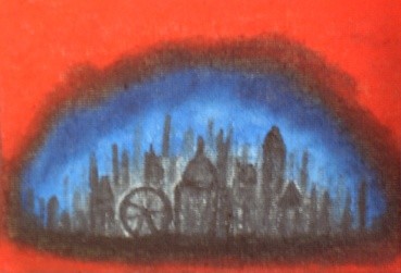 Pittura intitolato "Piccola città europ…" da Alice Castellani, Opera d'arte originale