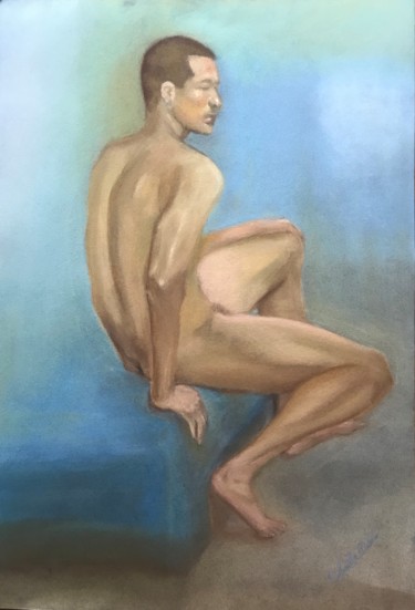 Painting titled "Sit well" by Chih-Mei Chiu, Original Artwork, Pastel