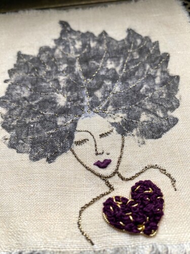 Текстильное искусство под названием "Vitis Vinifera #5" - Alice Debernard, Подлинное произведение искусства, вышивка