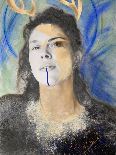Painting titled "Odette Femme Cerf (…" by Alice Debernard, Original Artwork, Acrylic