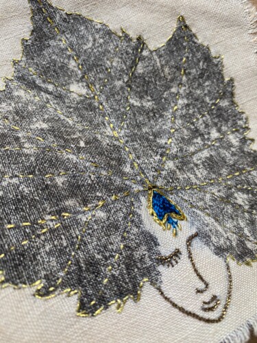 Art textile intitulée "Vitis Vinifera #10" par Alice Debernard, Œuvre d'art originale, Broderie