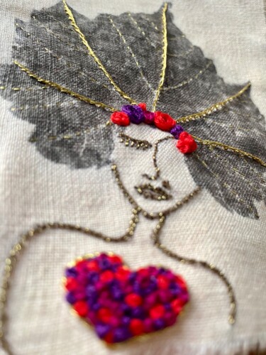 Textile Art titled "Vitis Vinifera #11" by Alice Debernard, Original Artwork, Embroidery