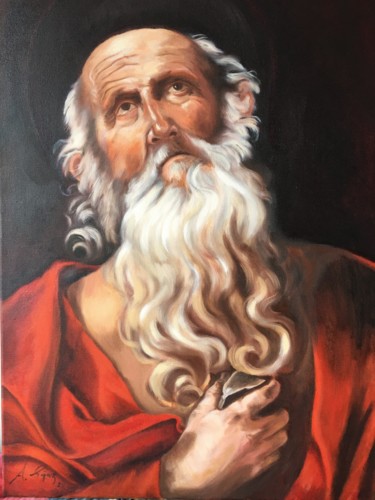 Painting titled "St.Jerome" by Hakan Oğuz, Original Artwork, Oil