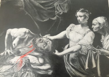 Painting titled "Judith and Holofern…" by Hakan Oğuz, Original Artwork, Charcoal