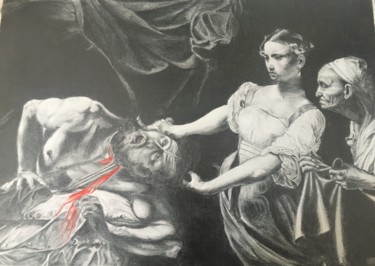 Peinture intitulée "Judith and Holofern…" par Hakan Oğuz, Œuvre d'art originale, Fusain