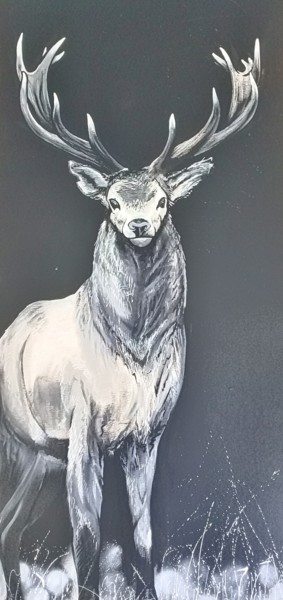 Painting titled "Cerf" by Kent, Original Artwork, Gouache