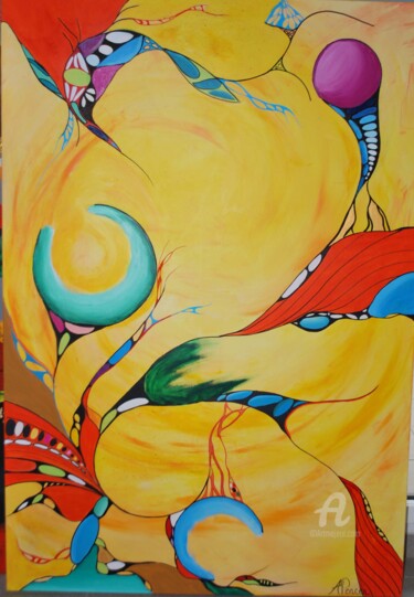 Painting titled "Voyages imaginaires" by Alicepencer, Original Artwork, Acrylic