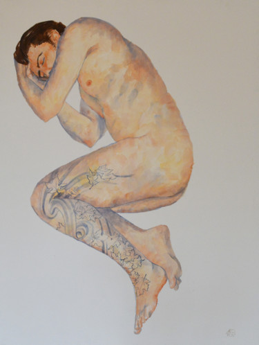 Peinture intitulée "Lionel tatoué" par Alice, Œuvre d'art originale, Acrylique