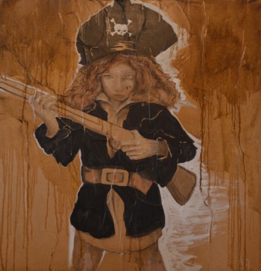 Peinture intitulée "Irène pirate" par Alice, Œuvre d'art originale, Acrylique