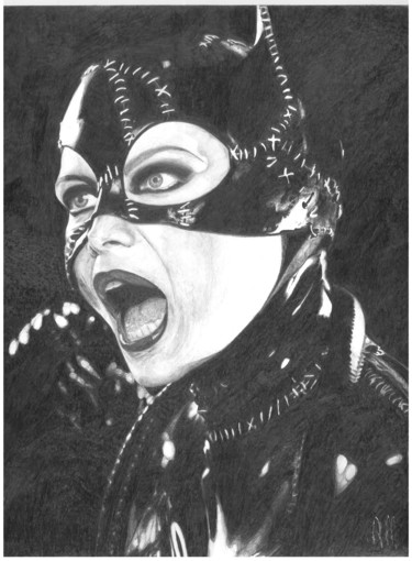 Drawing titled "Catwoman" by Alice Mantovani, Original Artwork, Graphite
