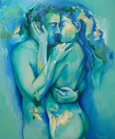 Malerei mit dem Titel "Completamente junto…" von Alicia Besada, Original-Kunstwerk, Öl