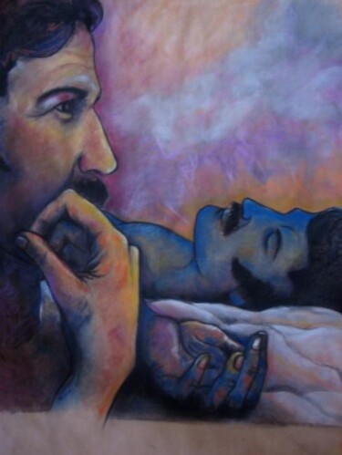 Pintura titulada "Mi amor sueña" por Alicia Besada, Obra de arte original, Pastel