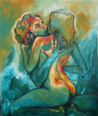 Painting titled "El infierno es verd…" by Alicia Besada, Original Artwork, Oil