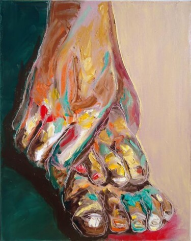 Pintura titulada ""De manos y pies"" por Alicia Besada, Obra de arte original, Oleo