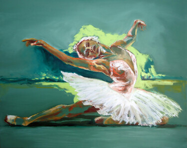 Painting titled "Lago de los cisnes…" by Alicia Besada, Original Artwork, Oil