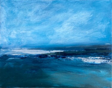 Painting titled "Seascape 01" by Alicia Gr, Original Artwork, Acrylic Mounted on Wood Stretcher frame