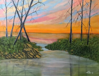 Painting titled "Peaceful days" by Alicia Lopez, Original Artwork, Oil