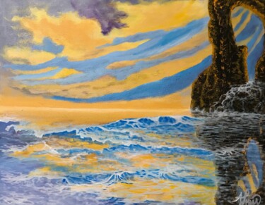 Painting titled "Raging waves 002" by Alicia Lopez, Original Artwork, Acrylic