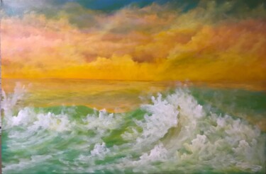 Painting titled "Raging waves 004" by Alicia Lopez, Original Artwork, Acrylic