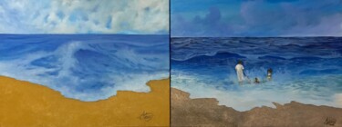 Painting titled "The fun in the sea" by Alicia Lopez, Original Artwork, Oil
