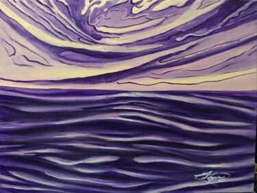 Schilderij getiteld "Purple sea" door Alicia Lopez, Origineel Kunstwerk, Acryl
