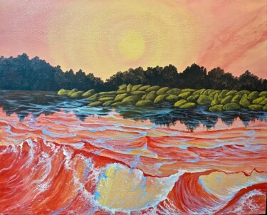 Painting titled "Peace somewhere 025" by Alicia Lopez, Original Artwork, Oil