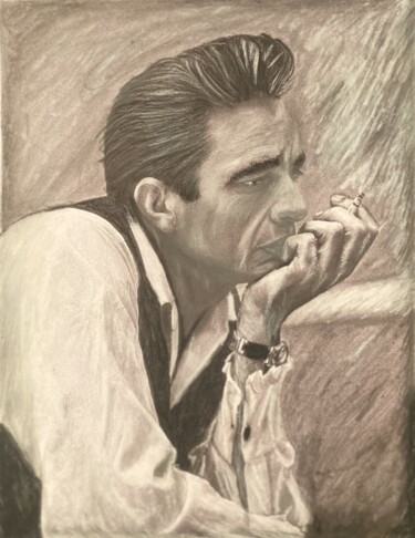 Drawing titled "Johnny Cash" by Alicia Lopez, Original Artwork, Graphite