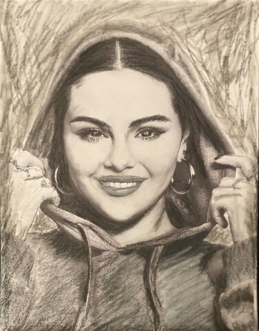 Desenho intitulada "Selena Gomez" por Alicia Lopez, Obras de arte originais, Grafite