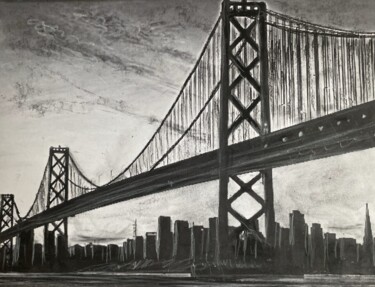 Zeichnungen mit dem Titel "The bridge" von Alicia Lopez, Original-Kunstwerk, Kohle