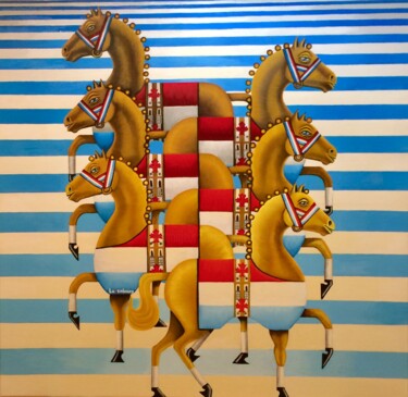 绘画 标题为“Luxembourg” 由Alicia Zemanek, 原创艺术品, 油 安装在木质担架架上