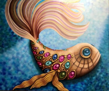 Malerei mit dem Titel "Perles du Nil" von Alicia Zemanek, Original-Kunstwerk, Öl