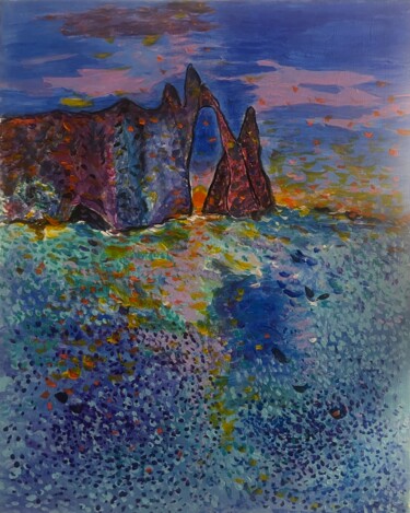 Ζωγραφική με τίτλο "Le soleil couchant" από Alicia Lufiego, Αυθεντικά έργα τέχνης, Ακρυλικό Τοποθετήθηκε στο Ξύλινο φορείο σ…