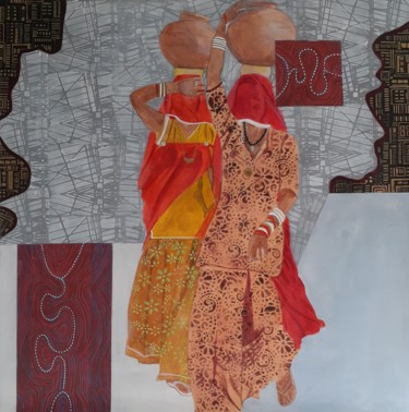 Schilderij getiteld "Mujeres del mundo" door Alicia Tilmant, Origineel Kunstwerk, Acryl